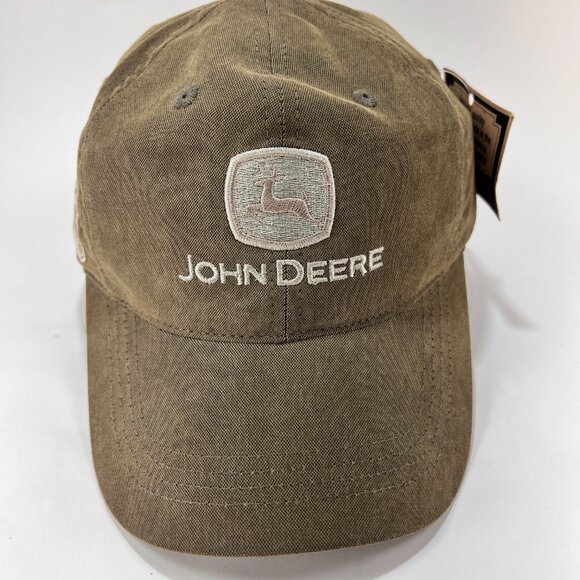 John Deere Strap Back Cap Hat Olive Green Baseball Outdoor Equipment Logo Mens - Picture 8 of 15